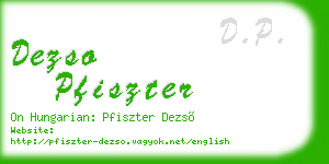 dezso pfiszter business card